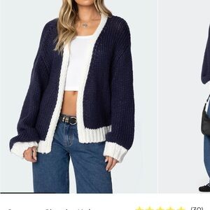 Edikted Navy and Cream Cardigan